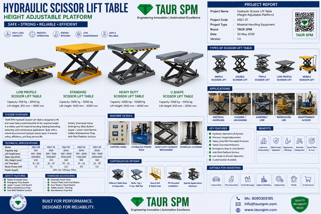 HSLT-01  Hydraulic Scissor Lift Table (Height Adjustable Platform)