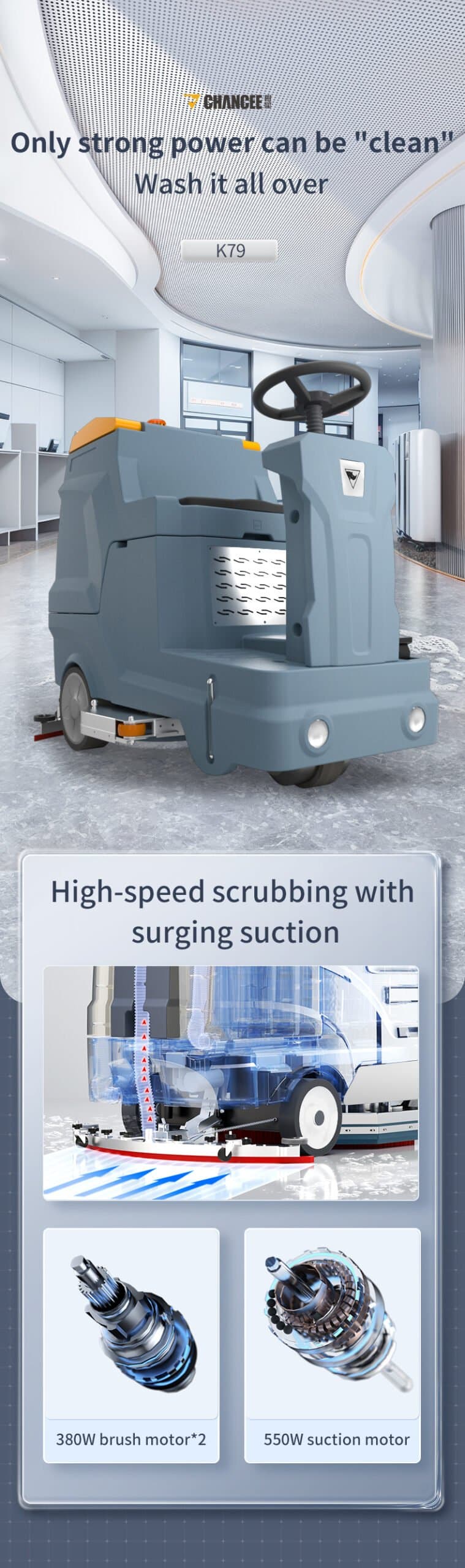 T-K79 Ride-On Floor Scrubber Main Feature