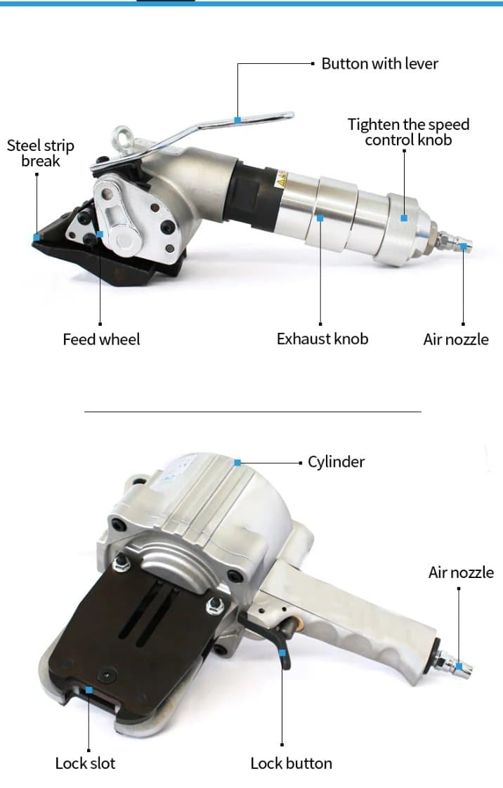 T-TS+ FTS Pneumatic Steel Strap Tensioner & Sealer Tool Set Main Feature
