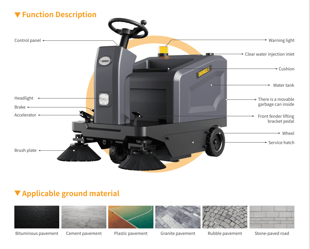 T-SR 45/60 W  Ride-On Floor Sweeper Main Feature