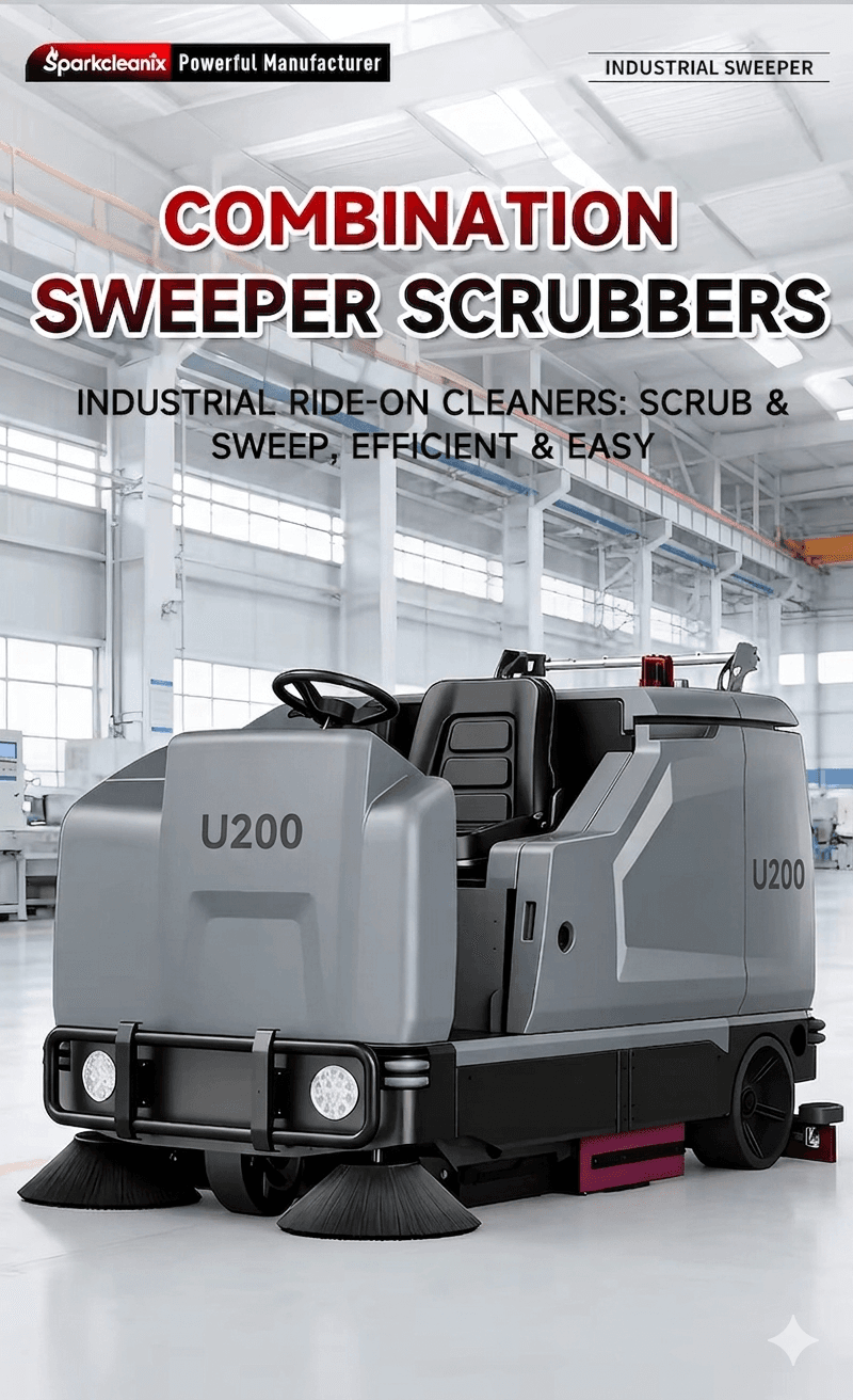 U200 Ride-On Floor Sweeper & Scrubber Machine Hero Image