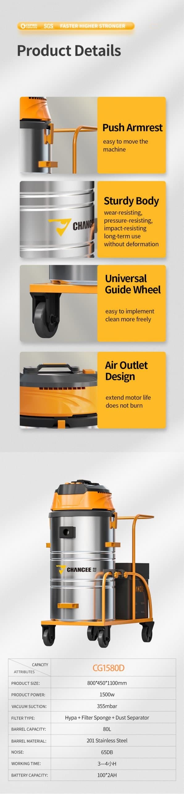 T-CG1580D Industrial Vacuum Cleaner Hero Image