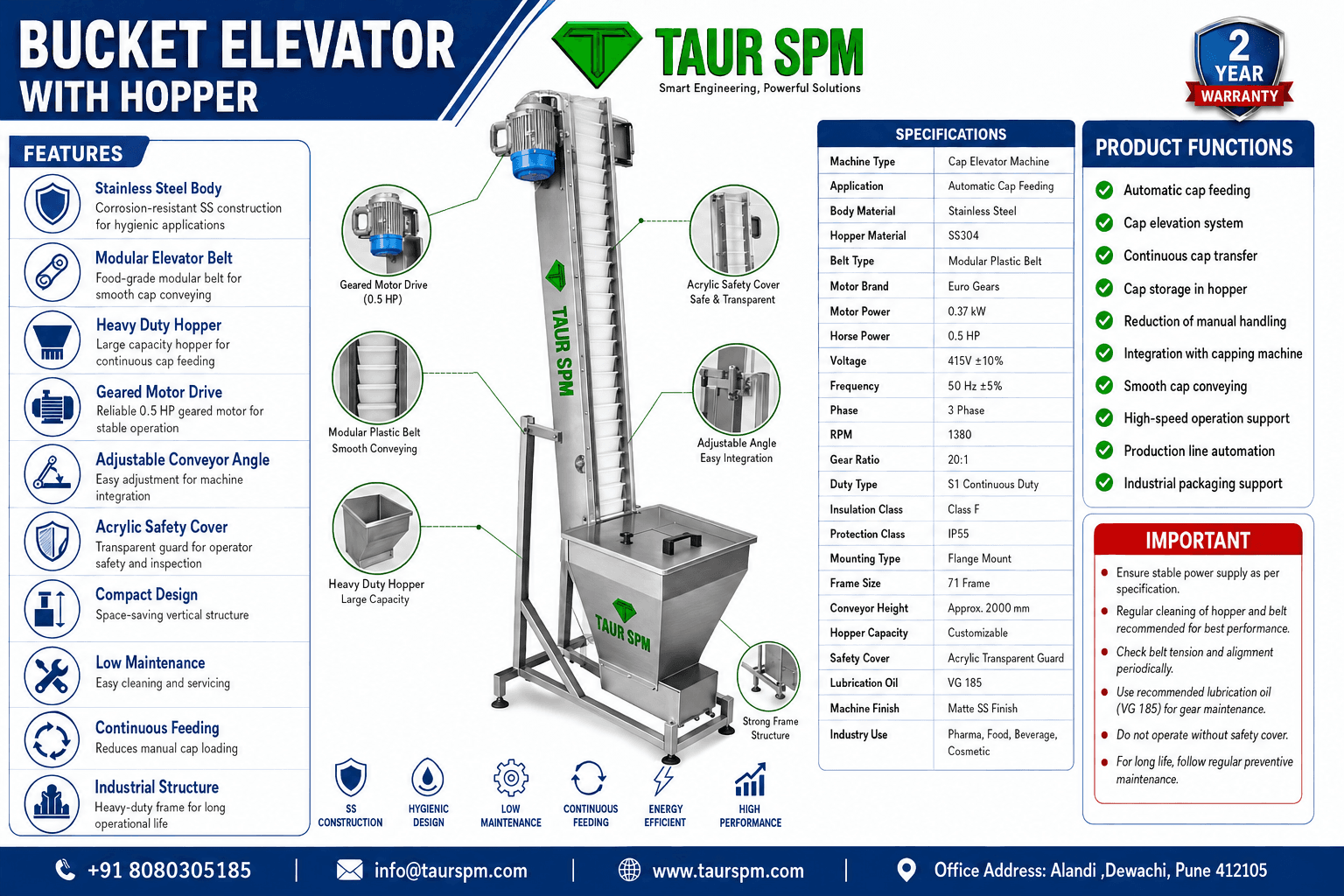 CE-2000  Stainless Steel Cap Elevator Machine Hero Image