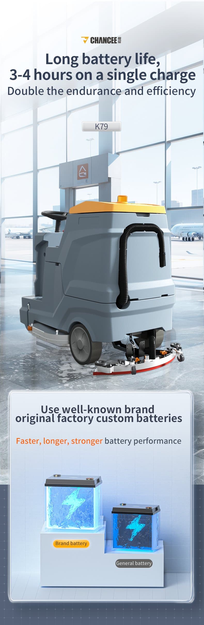 T-K79 Ride-On Floor Scrubber Hero Image